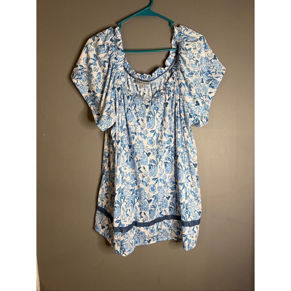 Almost Famous Floral Scoop Neck Off Shoulder Short Sleeve Top Size 3X